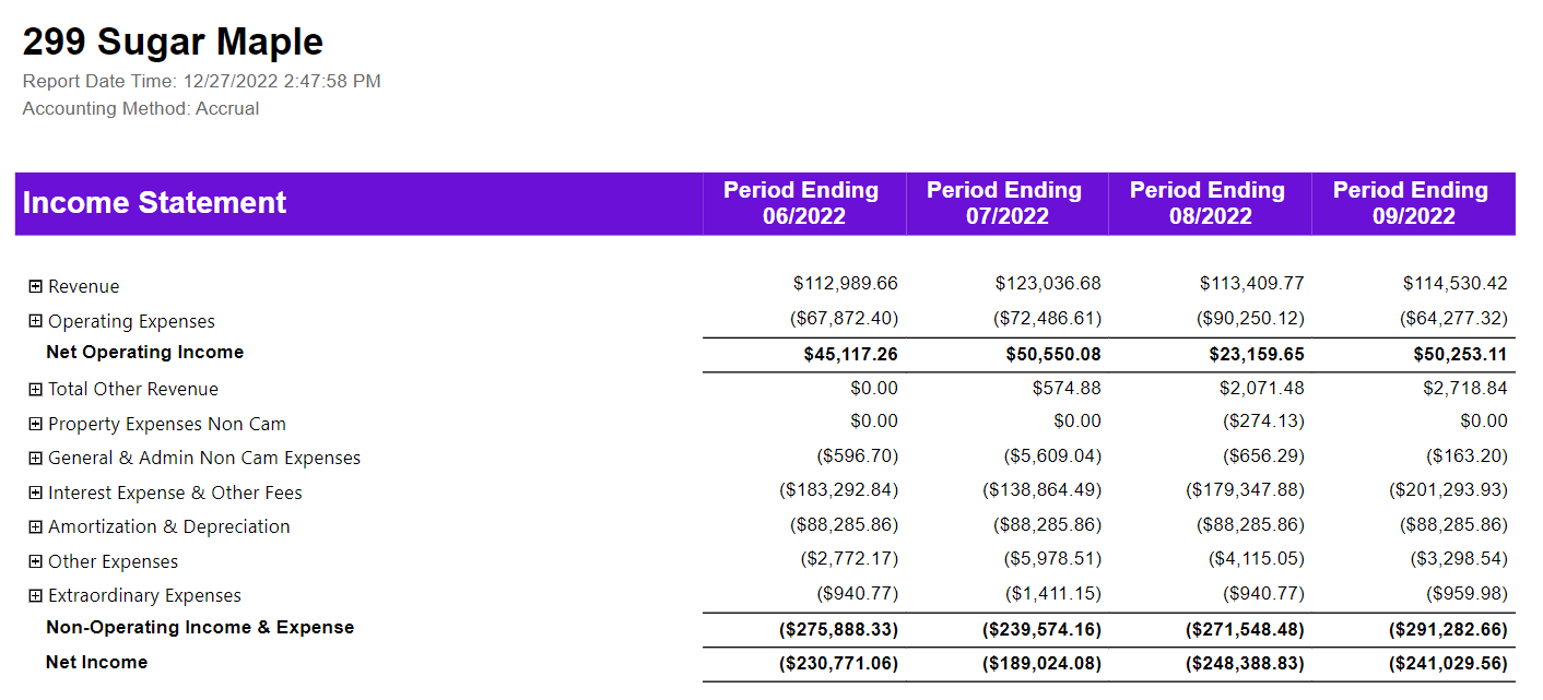 balance sheet paginated