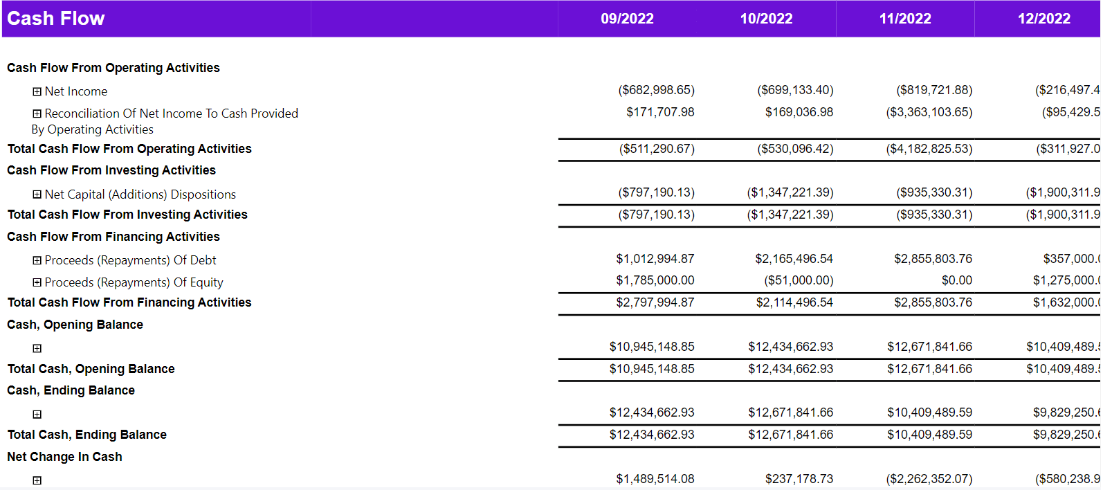 cashflow paginated