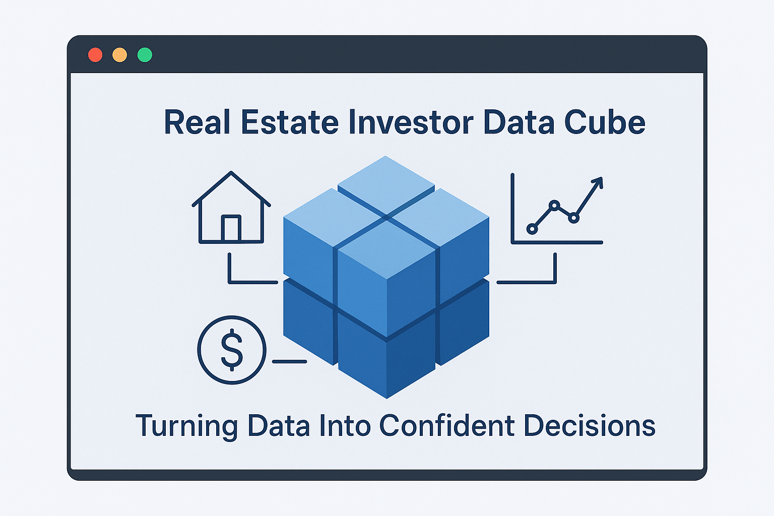 Real Estate Investor Data Cube visualization showing property, financial, and performance data integration