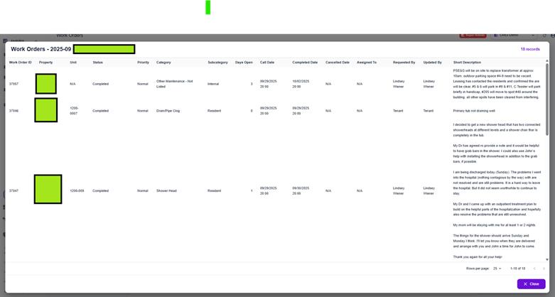 Work Orders Drill Down