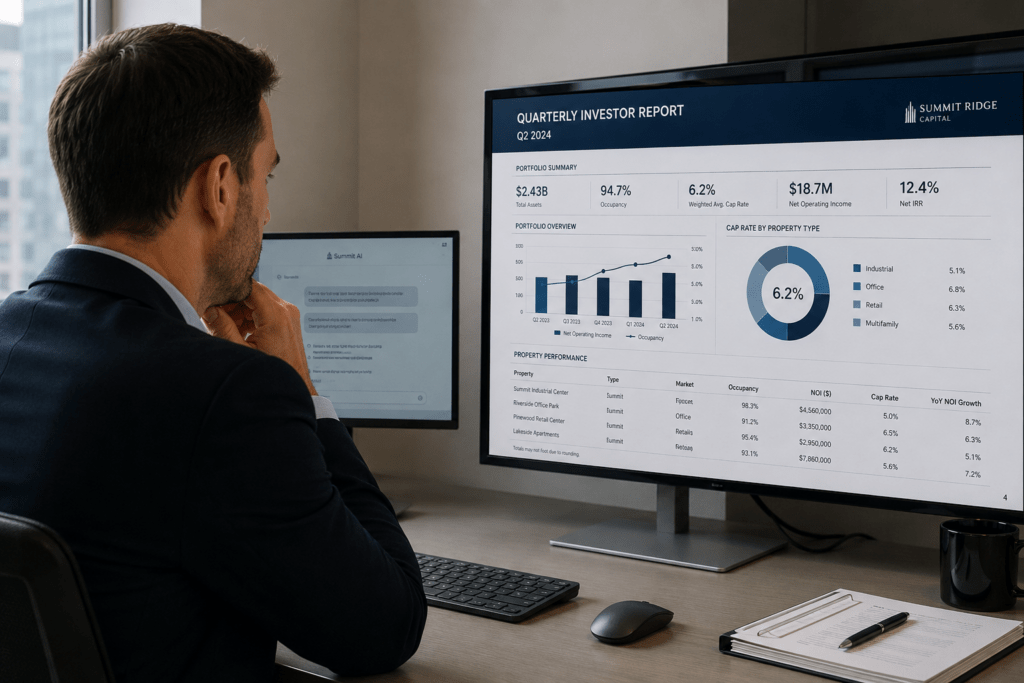 AI investor reporting workflow for commercial real estate teams