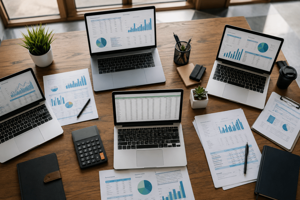 CRE data fragmentation shown across multiple reports and systems on an asset manager's desk